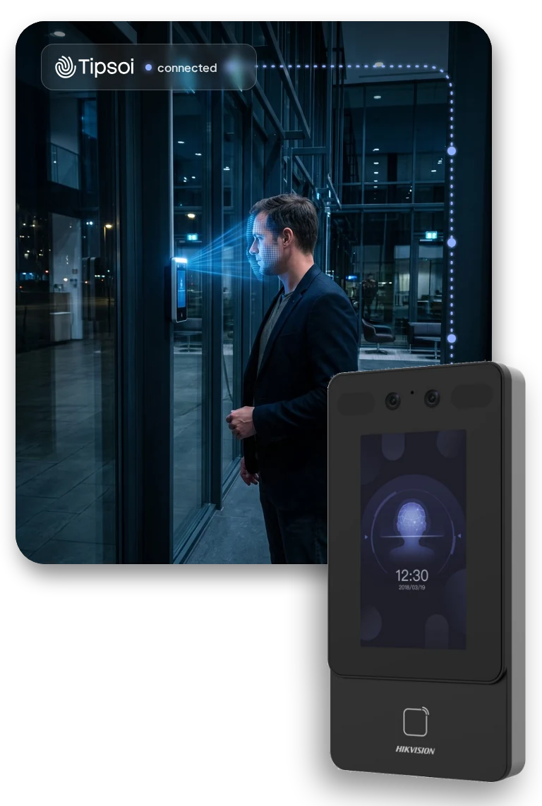 Hikvision face terminal connected to Tipsoi